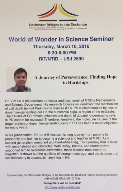 Dr. Viet Le to Present 3.10.16 at 6:30pm